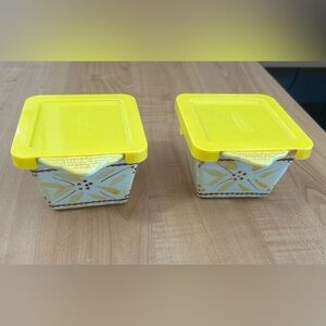 temptations bakeware presentable ovenware old world yellow Tara 2 containers